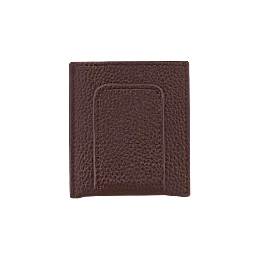 TARJETERO CON MONEY CLIP CAFÉ OSCURO