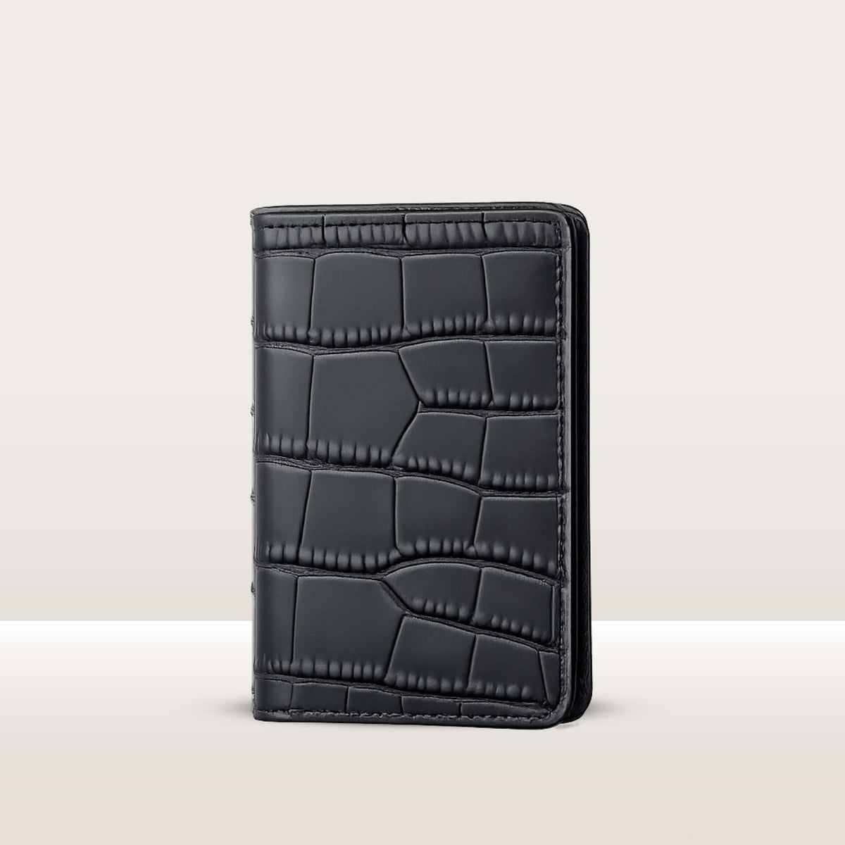 Black Croc Vertical Bi-fold